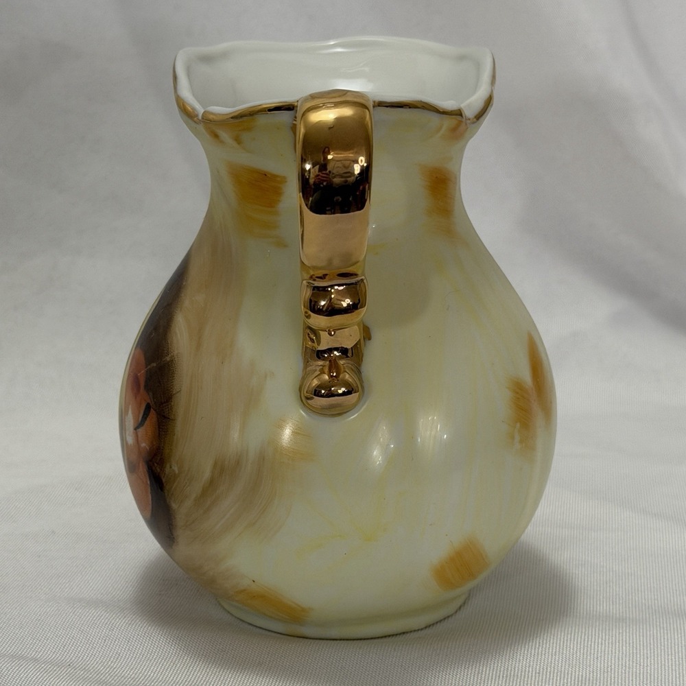 VTG Original Artmark Japan Pitcher & Bowl Set Hand Painted Fruit Gold Handle MCM - Picture 8 of 16